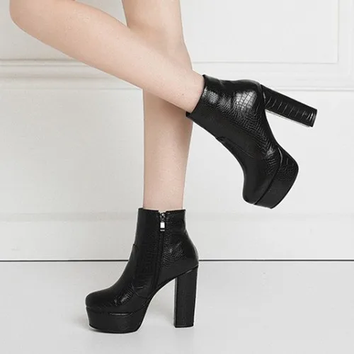 

PXELENA Good Quality Shoes Women Autumn Winter 2019 Fashion Ankle Boots Chunky High Heels 5 Colors Platform Punk Gothic Plus SZ