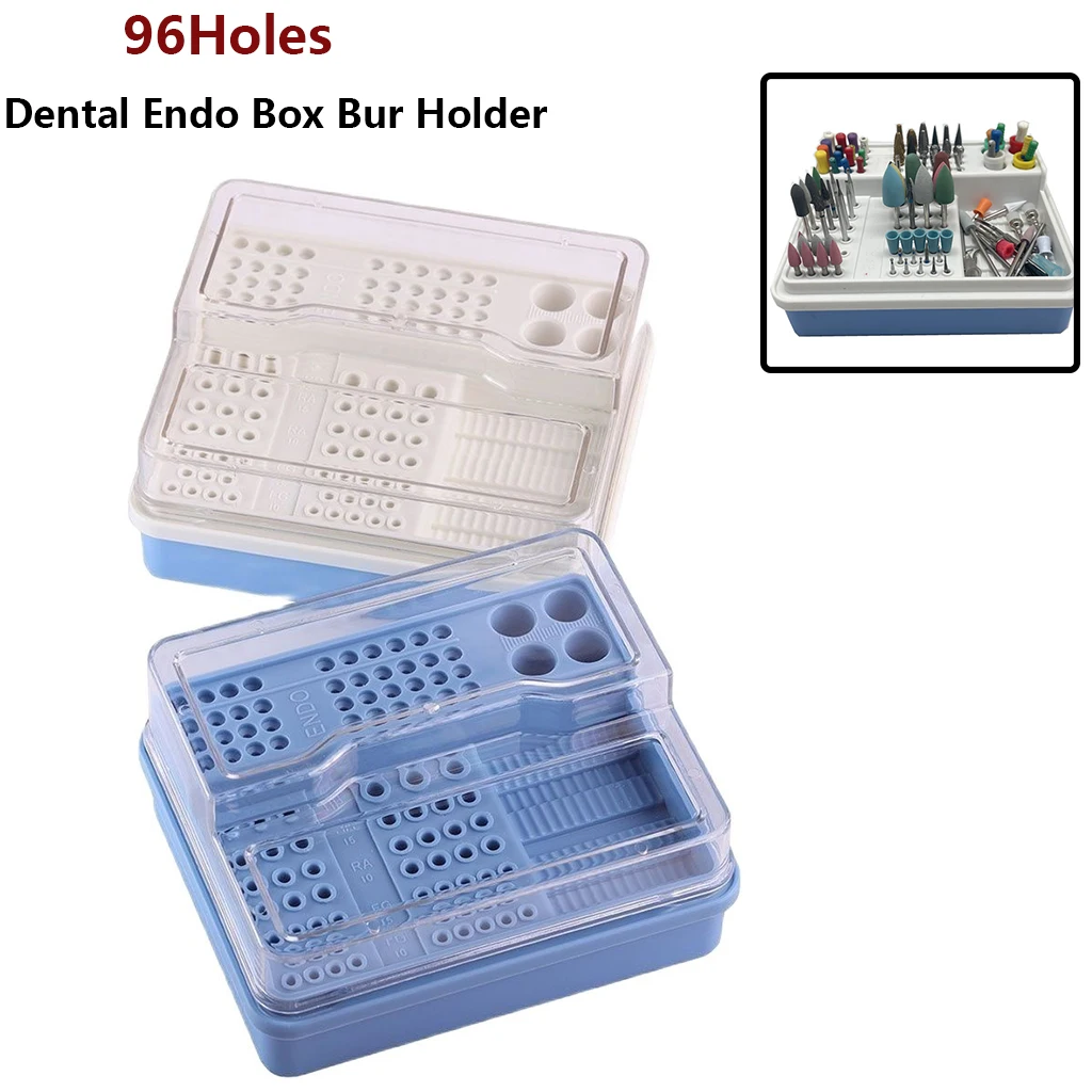 

Cesoon 1Set 96 Holes Dental Endo Box Bur Holder Medical Multifunction Sterilize Case Plastic Autoclave Holders Dentistry Tools