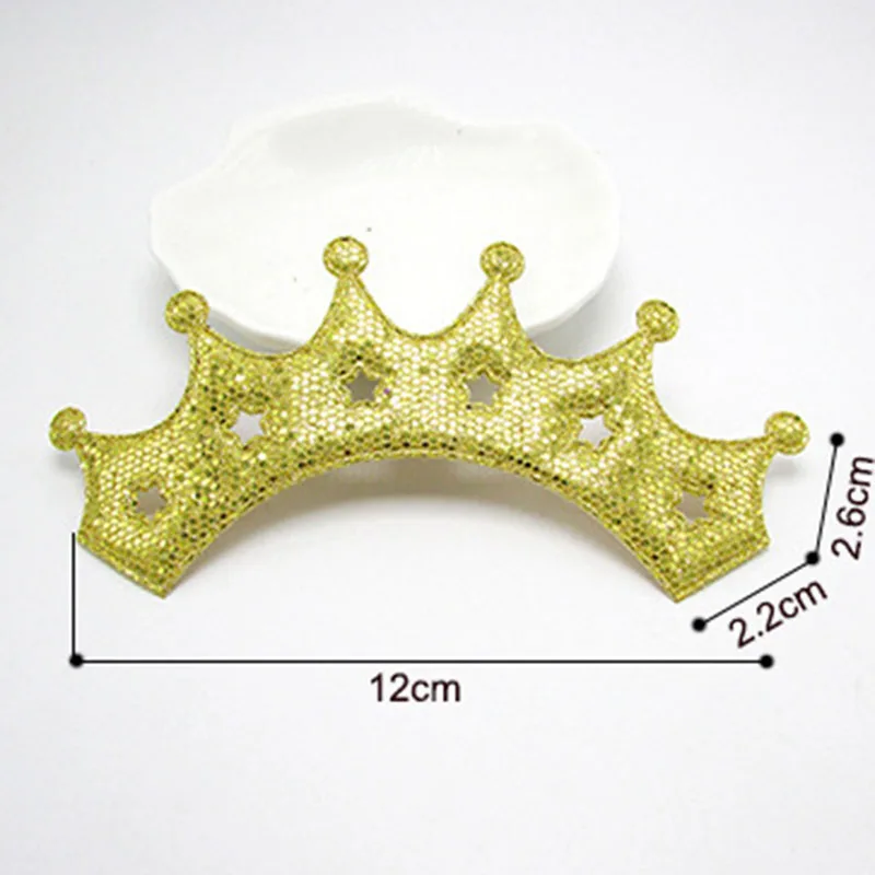 20 шт./лот 12 см Pu Корона Мягкая аппликация для детей лук клип аксессуары DIY нашивки для детей