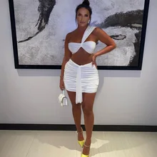 Aliexpress - Echoine Summer Irregular Strap Crop Top Mini Skirt Set Matching Set Lace Up Pleated Stacked Skirt Set Party Club Outfits