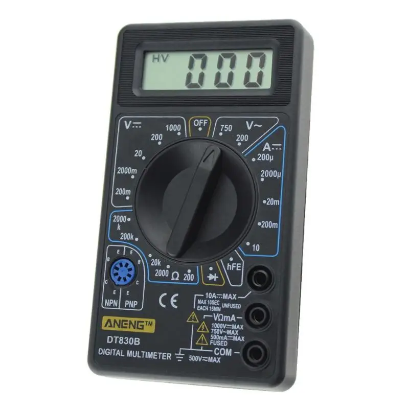 DT830B AC/DC ЖК-дисплей Цифровой мультиметр 750/1000V Вольтметр Амперметр Ом тестер высокобезопасные крепежные гайки Портативный метр Цифровой мультиметр