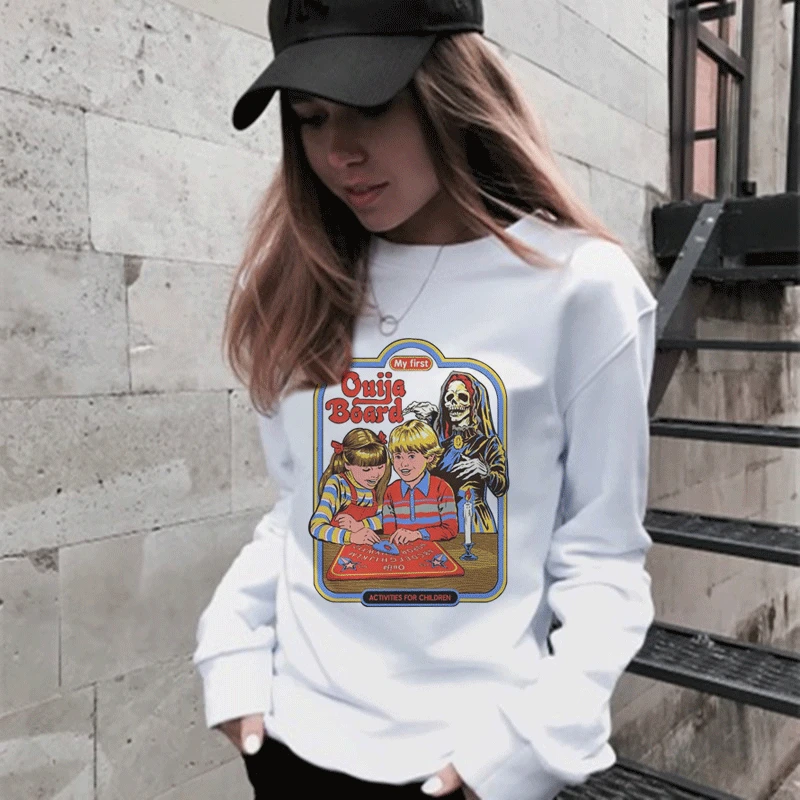 

Trend New Women's Sweatshirt Fashion Cartoon Anime Print Hooded Sweatshirt Round Neck Long-sleeved Pullover Women's Sweatshirt