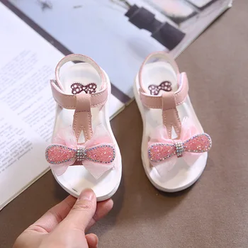 

Summer girls sandals kids baby open-toed sandals shoes children casual sandals with bow soft flat beach shoes fashion sandals
