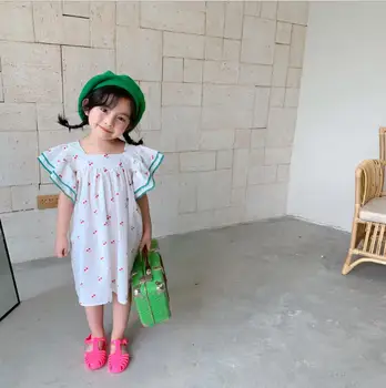 

2020 new girls dots dress summer fly sleeve fashion cotton girls dresses 1-7 years HV856
