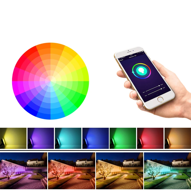 LED Flood Light,LED Spotlight,30W 50W 100W Spotlight IP66 Smart Floodlights Led Garden Stage WiFi Smart APP RGB Color Warm Cool light Work Alexa Google TUYA