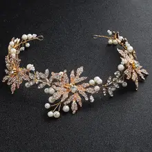 Свадебные украшения для головы Свадебные украшения для волос обруч ручной работы кристалл жемчуг лента для волос венок лента украшение для волос TS134