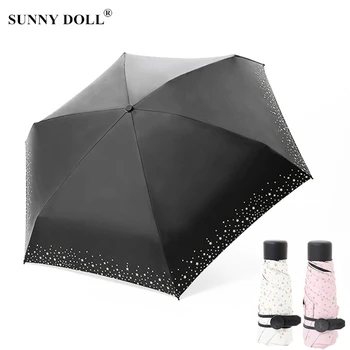 

Bronzing Stars Sun Rain Pocket Umbrella Anti UV Mini Five-folding Umbrella Windproof Lightweight Travel Women Umbrella Sunscreen