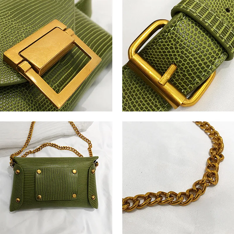 Women Pouch Leather Fanny Pack Female Belt Lizards Chest Pack High Quality Brand Fanny Pack Kidney Shoulder Bags Messenger Bags