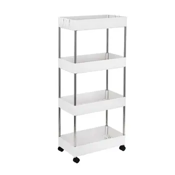 

4Layer Movable Storage Rack Kitchen Storage Cart Fridge Side Shelf With Wheel Assemble Trolley Organizer Bathroom Shelf