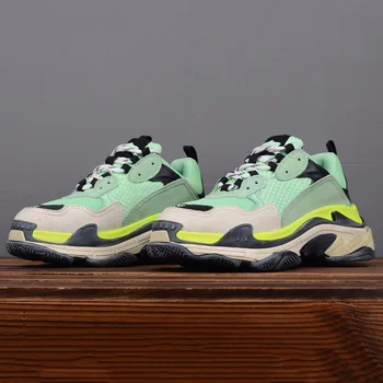 

Luxury Women 2019 Brand Genuine Leather Sneakers Men Plus Size 35-45 Designer Chunky Shoes Breathable Platform Casual Dad Shoes