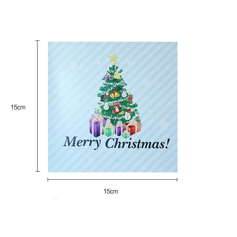 3D Christmas Handmade Gift Decorations Colorful Tree Greeting Card Envelope Decorations Postcard Hollow Carved Greeting Card