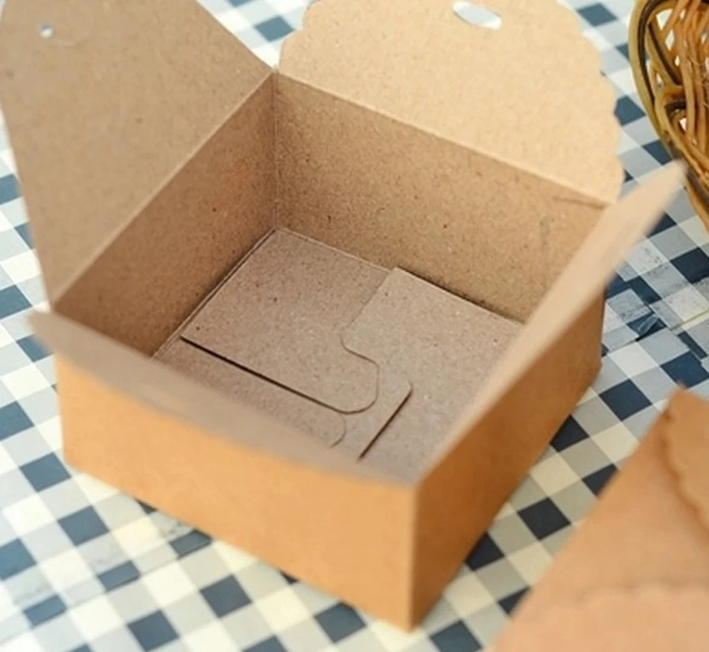 12PCS Craft Kraft Paper Boxes Wedding Party Gift Packaging For Cake Cookies