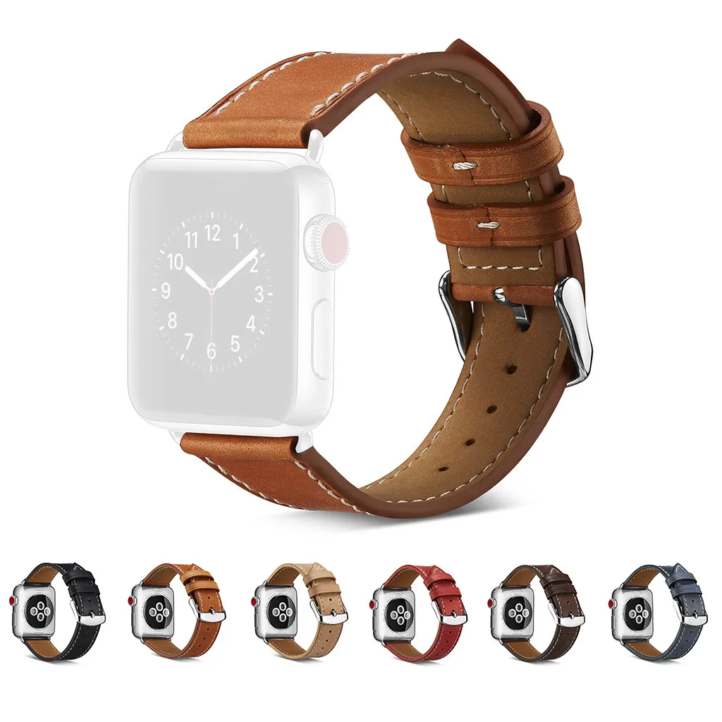Смарт-часы аксессуары браслет для наручных часов Apple Watch серии 1/2/3/4 38/40 42/44 мм роскошный кожаный флэш-браслетный ремешок для часов браслет