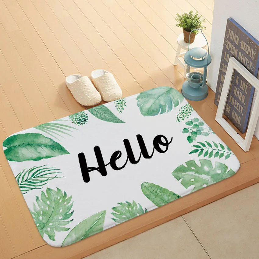 Welcome Kitchen Rugs Doormat Green Leaves Carpet Floor Mat Nordic Anti-Slip Bathroom Bath Mat 40*60cm felpudo tapis de cuisine - Цвет: Pattern 7