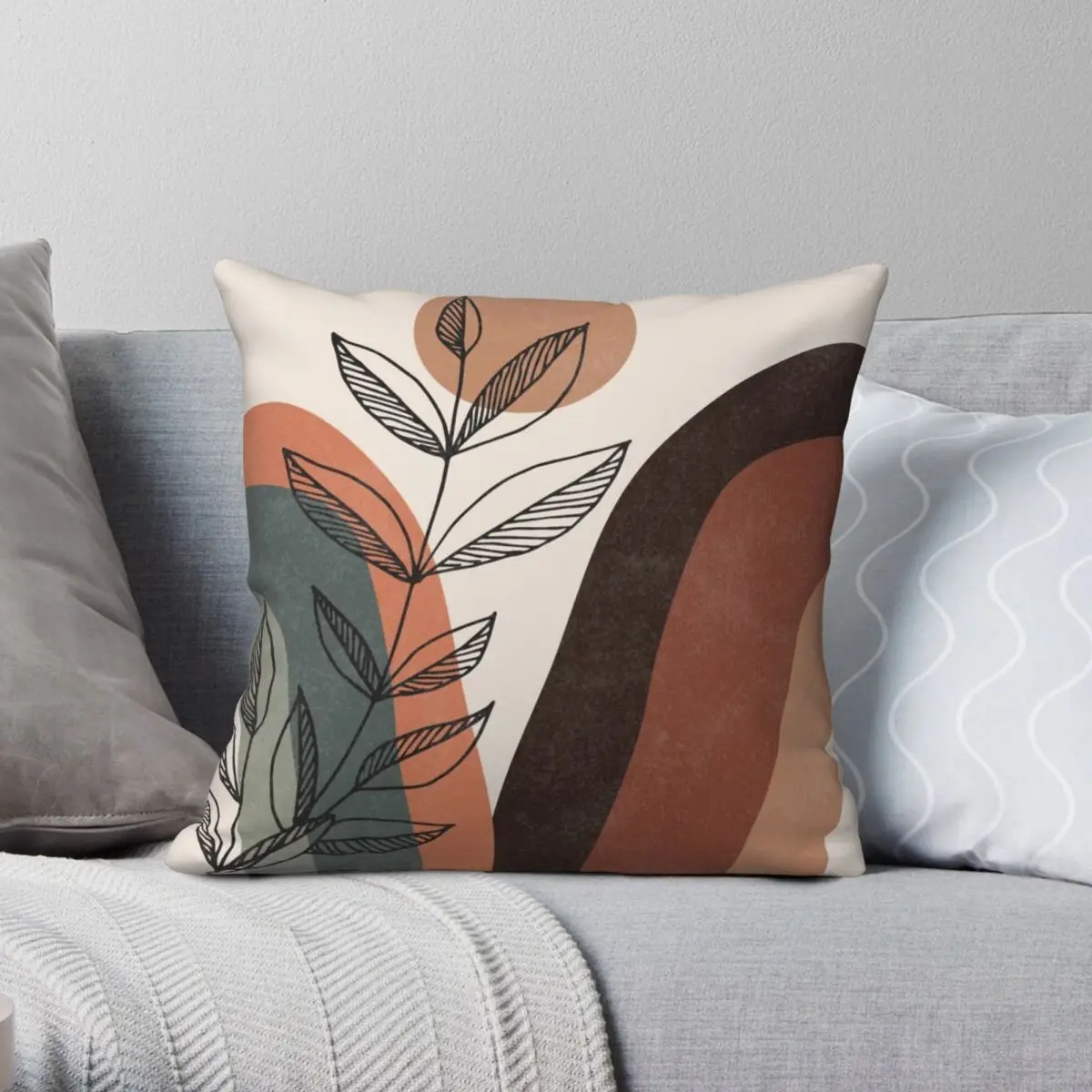 

Boho Pillowcase Polyester Linen Velvet Printed Zip Decor Throw Pillow Case Room Cushion Case Wholesale