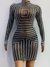 

Special Occasion Gala Date Scene Sparkly Rhinestones Black Mesh Dress Evening Party Birthday Celebrate Costume Singer Dance