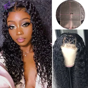 

Curly Lace Closure Human Hair Wigs 28 30inch 4*4 Lace Closure Wig Brazilian Remy Human Hair Wig Pre Plucked Modern Show Hair