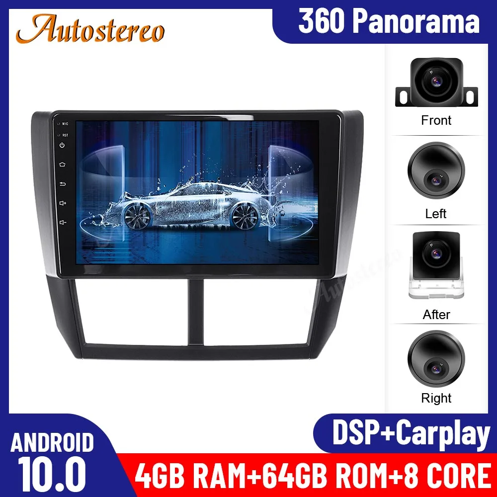 Android 10.0 6+128G 360 CAM For Subaru Forester WRX 2008-2014 Car Radio GPS Multimedia Player Carplay Auto Navigation Head Unit