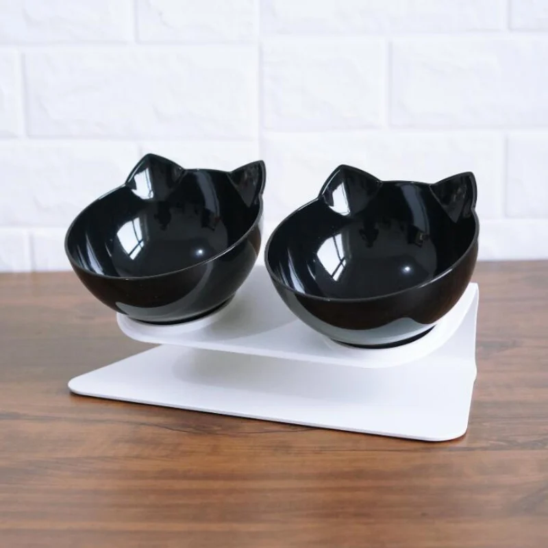Hot Cat Bowl Pet Cat Elevated Bowls Durable Double Bowls Raised Stand Cats Feeding Watering Supplies
