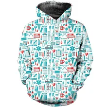 Mais novo enfermeira 3d impresso das mulheres dos homens com capuz unisex moletom com zíper pulôver casual tops streetwear jaqueta
