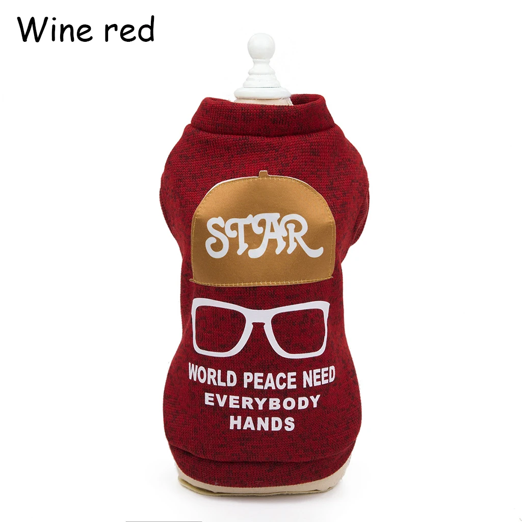 Красный Pet Glasses Hat Толстовка Осень-зима модная теплая одежда для кошек и собак - Цвет: Красный
