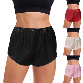 

Puimentiua Women Satin Pyjamas Bottoms Sleep Short Loose Casual Pajamas Nightwear Pants Sleepwear Homewear Sleep Bottoms