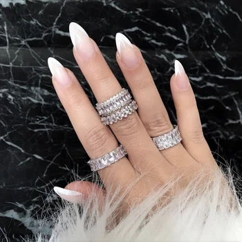 

Handmade Band Ring Finger JEWELRY 925 Sterling SILVER PAVE shine Created Moissanite Cocktail ENGAGEMENT WEDDING Rings Women Men