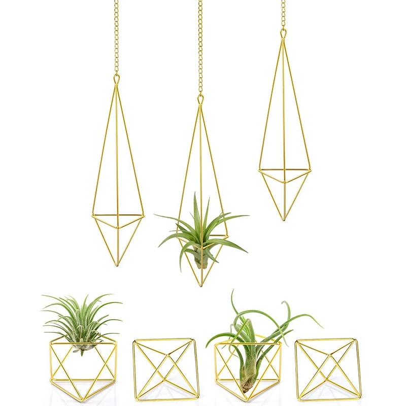 

7 Pcs Air Plant Stand Geometric Flower Pot,Hanging Plane Stand,Air Fern Display Stand,Suitable for Home Office Wedding