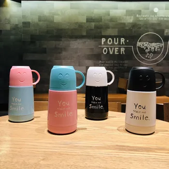 

210ml children stainless steel thermos cup portable handle tea cup Reusable dual-use thermos children sports bottle Student cu