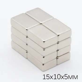 

50Pcs 15x10x5 mm N35 Super Strong Powerful Square Neodymium Magnets NdFeB Block Cuboid Rare Earth Fridge Magnet 15*10*5mm