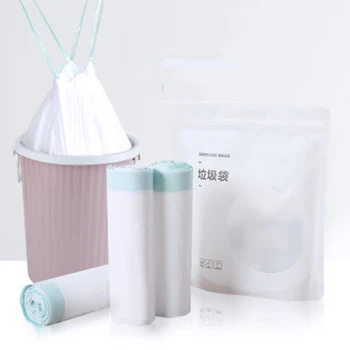 

6pc HDPE Automatic Closing Garbage Bag Large Garbage Bag Drawstring Thickening Household Medical Cleaning Bag