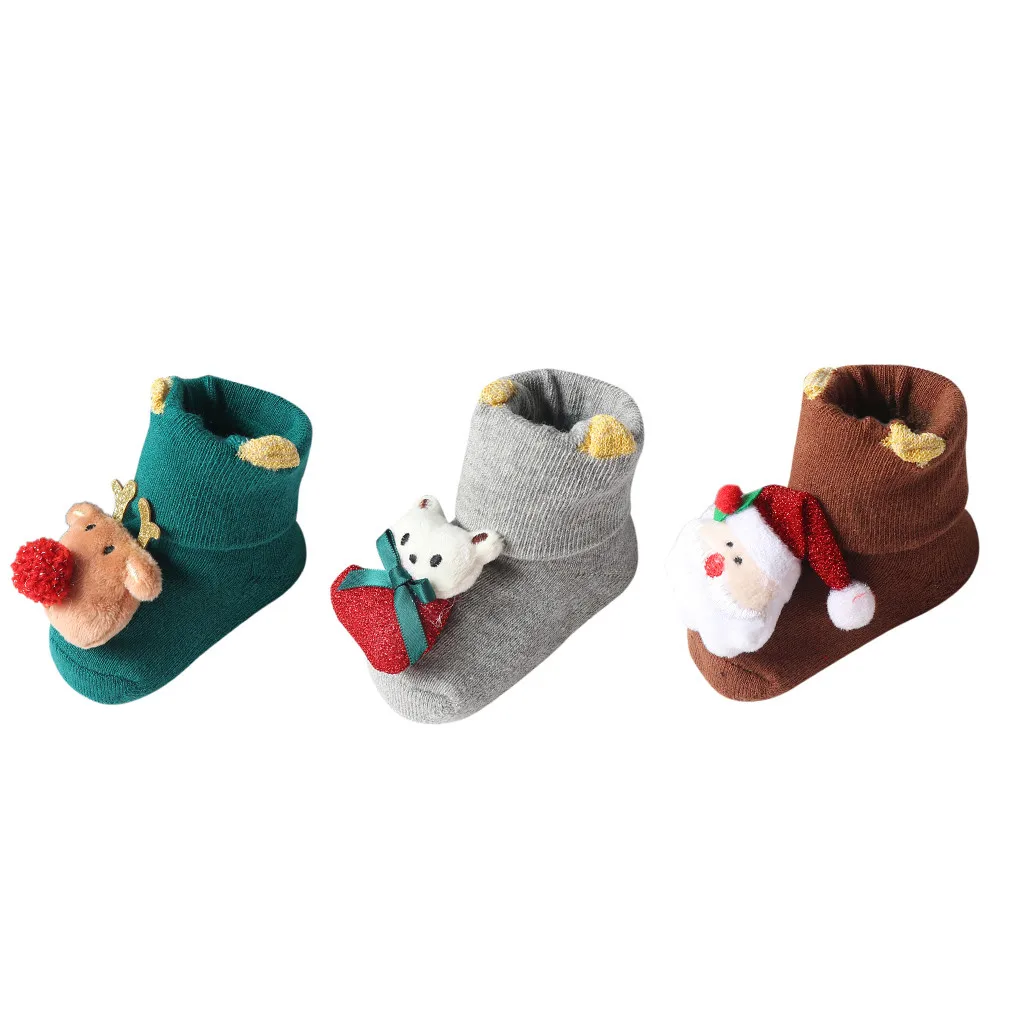 Детские Рождественские носки для новорожденных мальчиков и девочек; Рождественский олень Санты; нескользящие вязаные теплые носки; skarpetki новые носки@ 47 - Цвет: A