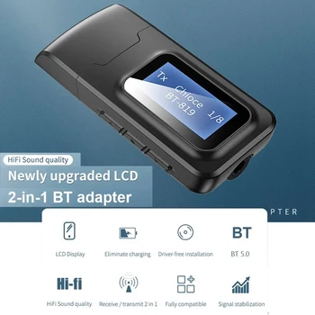 

Wireless Adapter Bluetooth 5.0 o Transmitter Receiver 3.5mm Aux Jack 2 IN 1 USB Bluetooth Dongle with LCD Display