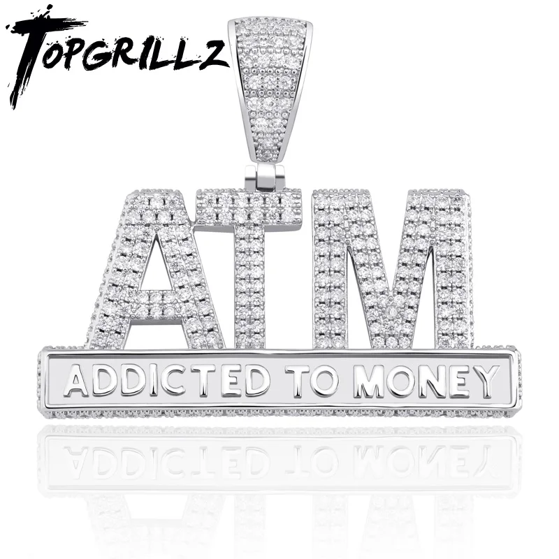 TOPGRILLZ ледяной кубический цирконий ATM кулон и ожерелье золотой серебряный цвет