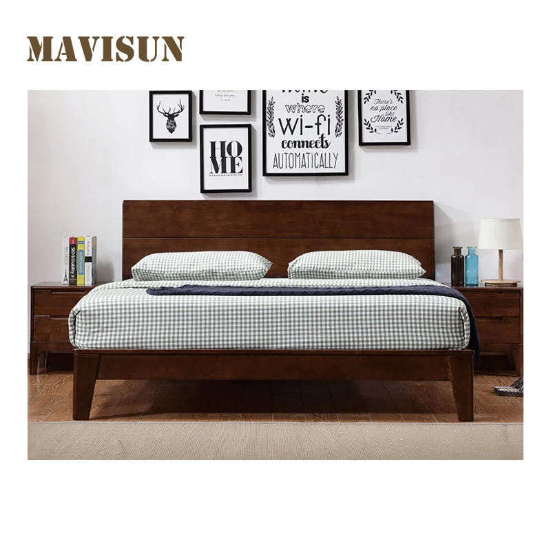 Simple Oak Nordic Solid Wood Bed Economical Rental 1.2m Solid Wood Single Bed Bedroom Small Apartment Package Installation