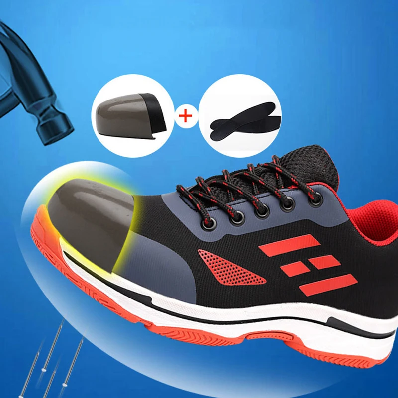 Уличная обувь для пеших прогулок; противоскользящие ботинки со стальным носком; легкие и дышащие спортивные туфли; нескользящие спортивные туфли с защитой от запаха