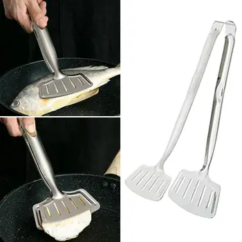 

Kitchen Stainless Steel Grill Tongs Frying Fish Steak Shovel BBQ Bread Clamps