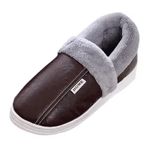 Теплые зимние водонепроницаемые мужские тапочки; Мужская бархатная обувь для улицы; удобные мужские тапочки из хлопка; большие размеры; A40