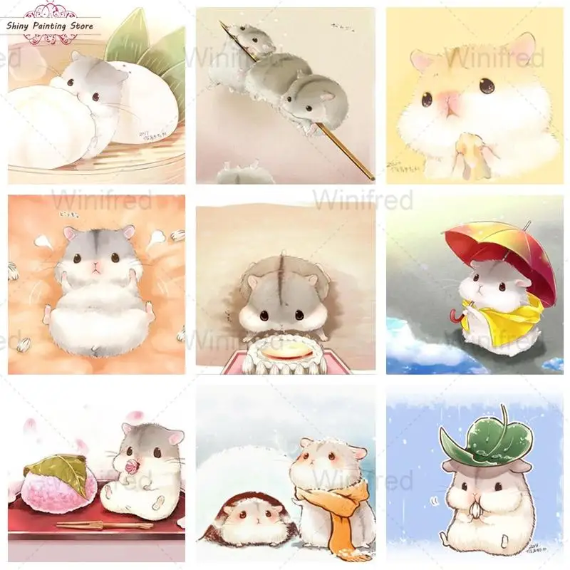 

5D DIY алмазная живопись, милый мультяшный хомяк, пушистое животное, мышь, Алмазная мозаика, картина для детей, любимое искусство