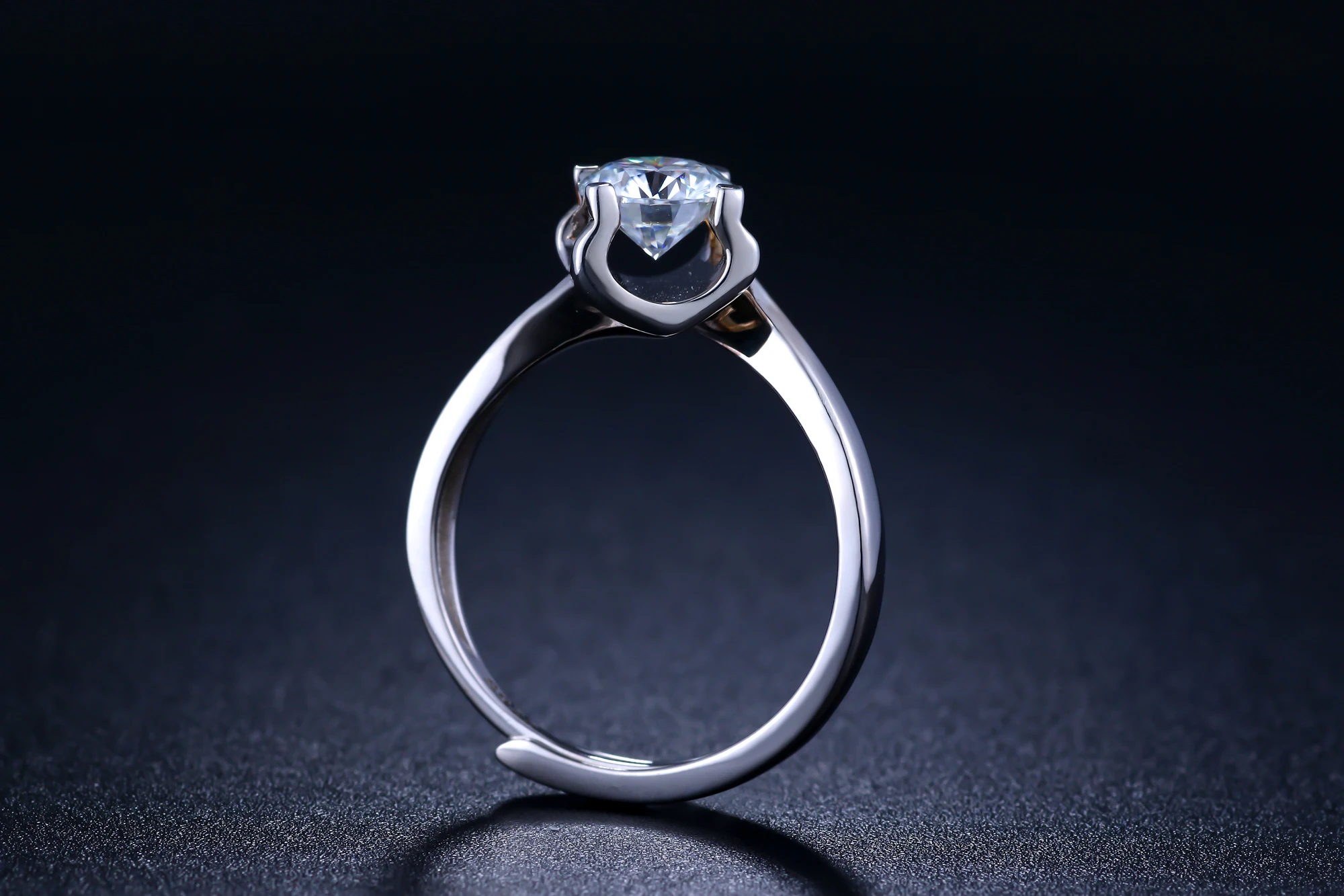 Круглое серебряное кольцо с муассанитом, 1ct D VVS, роскошное женское кольцо с муассанитом, регулируемое