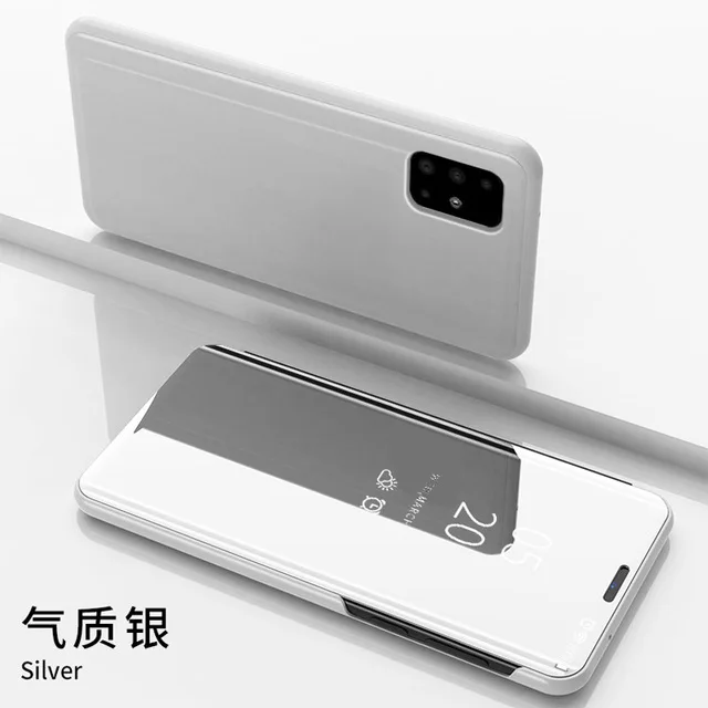 Smart Flip Phone Case For iPhone X XR XS 5 5S SE 7 8 6 6S Plus 11 12 13 Mini Pro Max 2020 Mirror Window Standing Holder Cover Silver