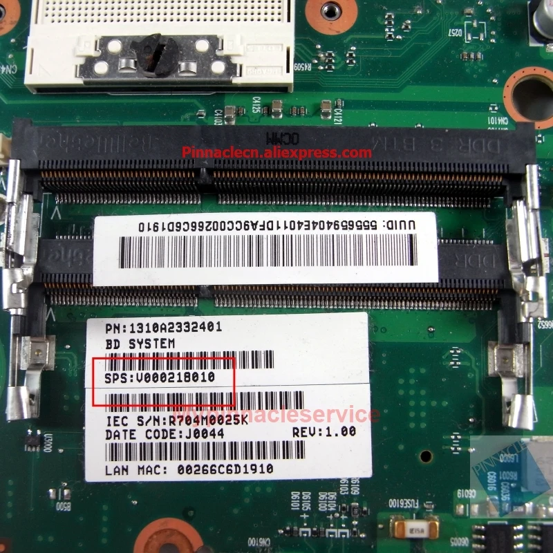 EXCHANGE SERVICE TOSHIBA L655 AMD LAPTOP MOTHERBOARD A000076380 100% TESTED 