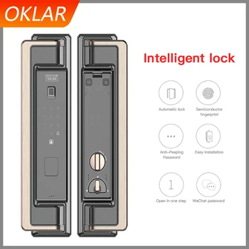 OKLAR Biometric Fingerprint door Lock Security Intelligent Smart Lock Password ID Card Unlock home security Electronic Door Lock gaterig intelligent lock door smart with fingerprint unlock digtal password lock apartment security door lock