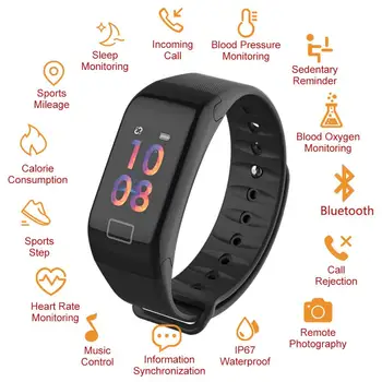 

F1 Plus Color Screen Smart Watch Band Blood Pressure Sports IP67 Waterproof Fitness Tracker Heart Rate Monitor Smart Wristband