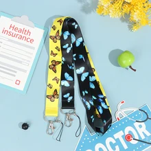 

Beautiful Large Butterfly Lanyards Keychain Classical Style Ribbon Mobile Phone Hang Rope Lariat Neck Straps ID Card Key Holder