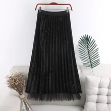 Осень Зима Гибкая эластичная высокая талия миди плиссированная линия бархат Тюль лоскутное юбка для женщин OL saias юбка в клетку с бантом