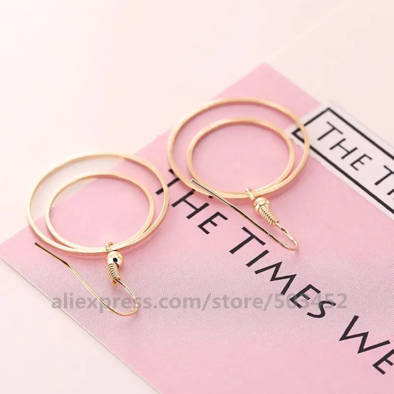 400pairs/lot Big Earring New Style Double Layer Cool Drop Earrings For Women Round Pendant серьги женские | Украшения и