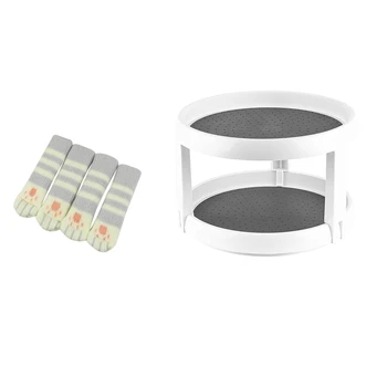 

4 Pcs Soft Cat Claw Table Corner Cover Style 4 & 1 Pcs Two Level Storage Turntable-Kitchen Spice Manager