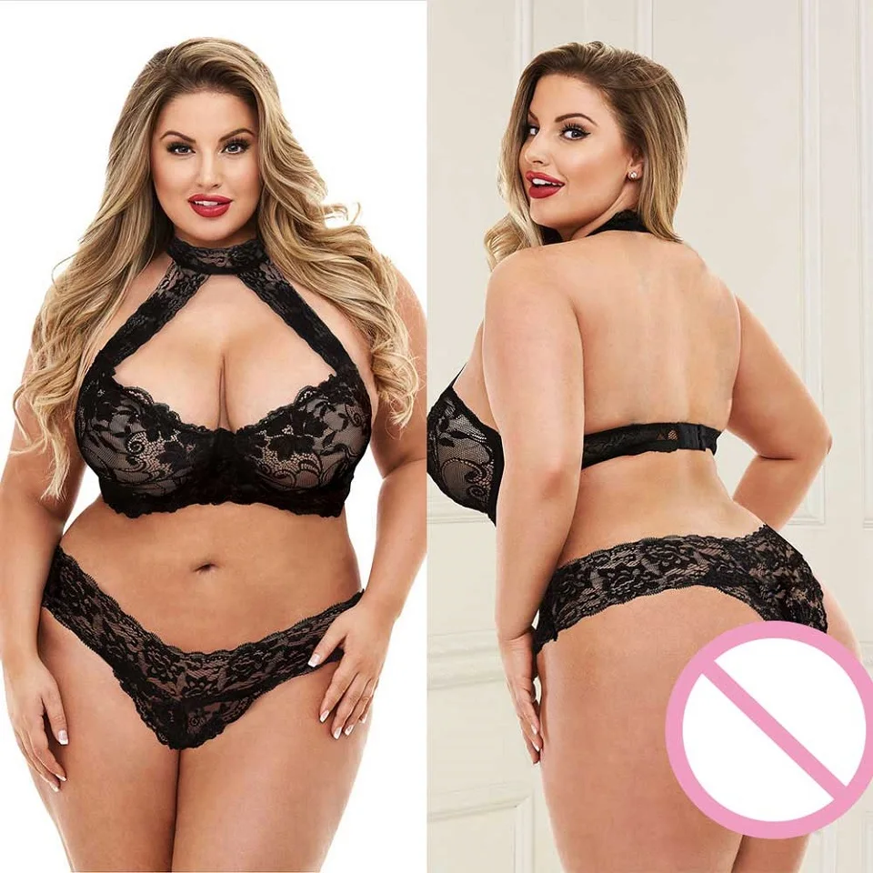 New Women Bra and Panties Set Plus Size Underwear Lace Wire Free Lingerie Sets Transparent Bralette Bikini Lady Brassiere Briefs