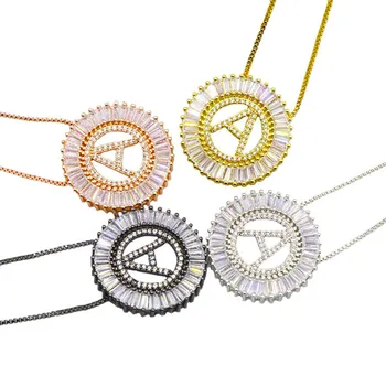 

Karopel 2020 New A-Z Initials Gold Chain Necklace Copper Micro Pave 26 Letter for Women Men Round Pendant Jewelry Gift